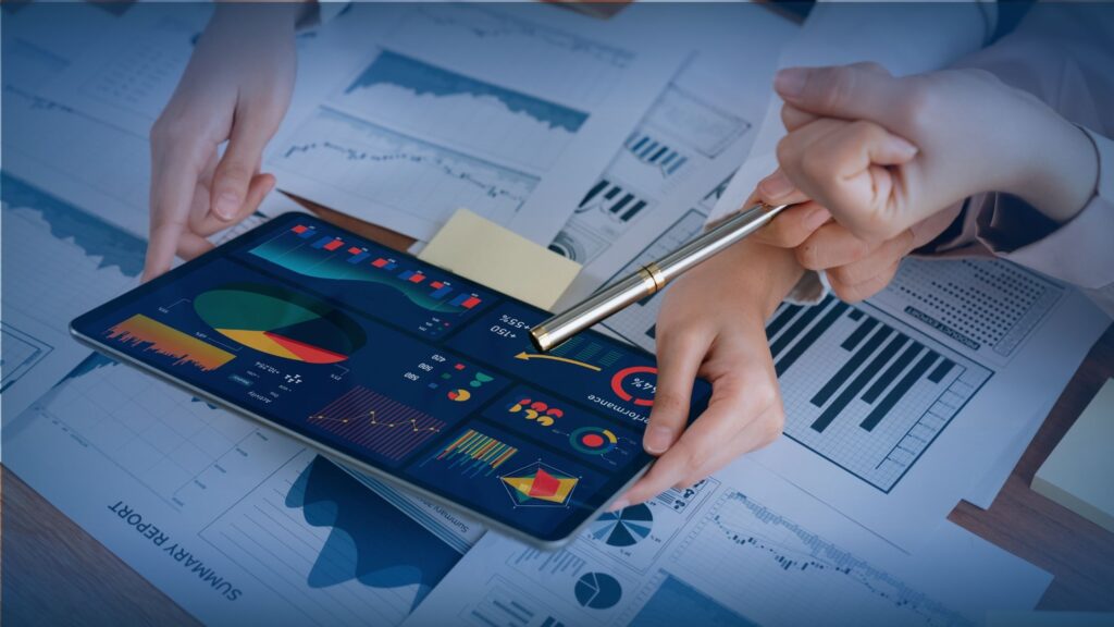 A laptop displaying sales enablement tools and CRM data metrics, symbolizing the technology and intent data used by Channel Hunters to drive MSP results.